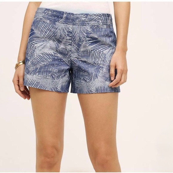 Cartonnier for Anthropologie Blue Palm Print Shorts – Size 4 - Picture 7 of 8